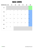 Kalender Mai 2095 im Hochformat