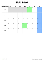 Kalender Mai 2099 im Hochformat