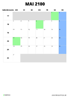 Kalender Mai 2100 im Hochformat