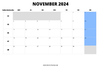 Kalender November 2024 Kalender November 2024 im Querformat