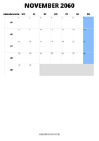 Kalender November 2060 Kalender November 2060 im Hochformat