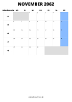 Kalender November 2062 Kalender November 2062 im Hochformat