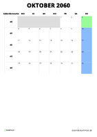 Kalender Oktober 2060 Kalender Oktober 2060 im Hochformat