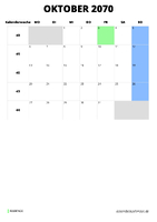 Kalender Oktober 2070 Kalender Oktober 2070 im Hochformat