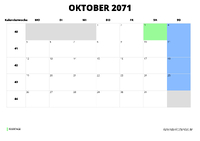 Kalender Oktober 2071 Kalender Oktober 2071 im Querformat