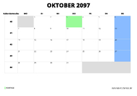 Kalender Oktober 2097 Kalender Oktober 2097 im Querformat