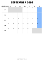 Kalender September 2095 Kalender September 2095 im Hochformat